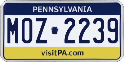 PA license plate MOZ2239