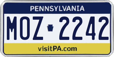 PA license plate MOZ2242