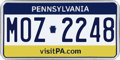 PA license plate MOZ2248