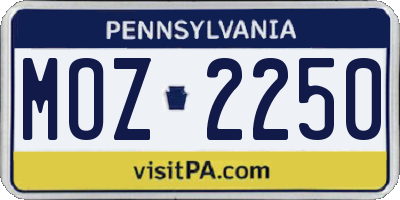 PA license plate MOZ2250