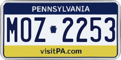 PA license plate MOZ2253