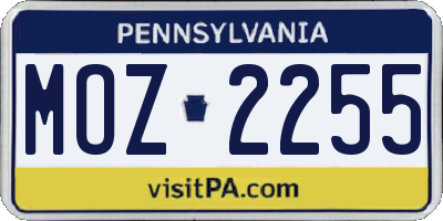 PA license plate MOZ2255