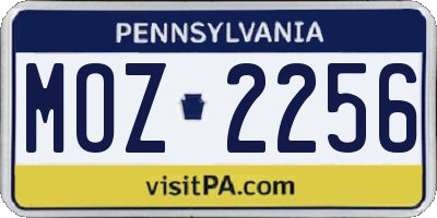 PA license plate MOZ2256