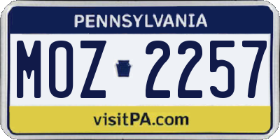 PA license plate MOZ2257