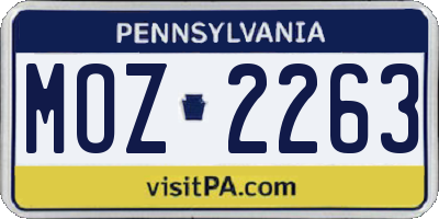 PA license plate MOZ2263