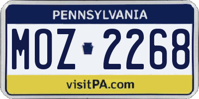 PA license plate MOZ2268