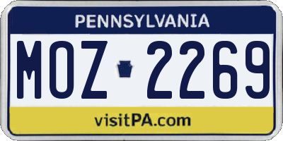 PA license plate MOZ2269