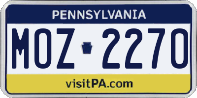 PA license plate MOZ2270