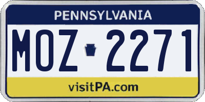 PA license plate MOZ2271