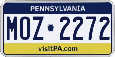 PA license plate MOZ2272