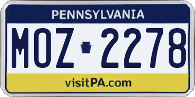 PA license plate MOZ2278