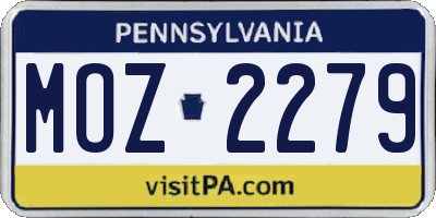 PA license plate MOZ2279