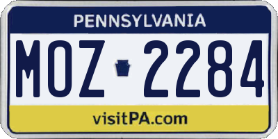 PA license plate MOZ2284
