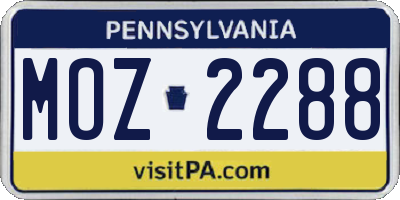 PA license plate MOZ2288