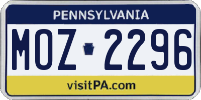 PA license plate MOZ2296