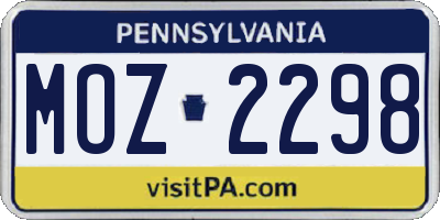 PA license plate MOZ2298