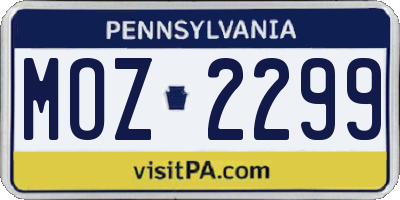 PA license plate MOZ2299