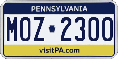 PA license plate MOZ2300