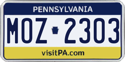 PA license plate MOZ2303