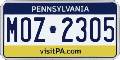 PA license plate MOZ2305