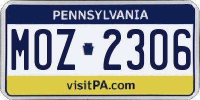 PA license plate MOZ2306