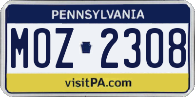 PA license plate MOZ2308