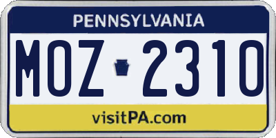 PA license plate MOZ2310