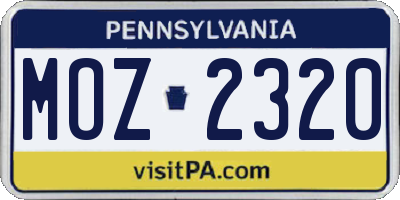 PA license plate MOZ2320