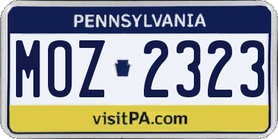 PA license plate MOZ2323