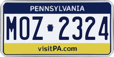 PA license plate MOZ2324