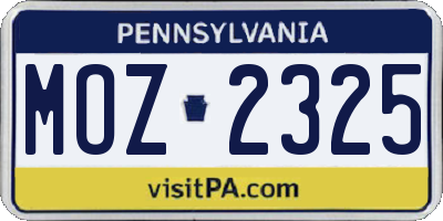 PA license plate MOZ2325