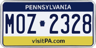 PA license plate MOZ2328
