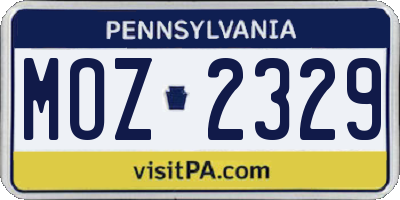 PA license plate MOZ2329
