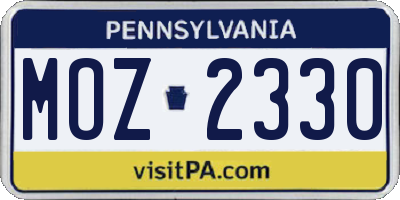 PA license plate MOZ2330