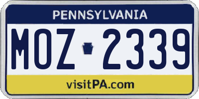 PA license plate MOZ2339