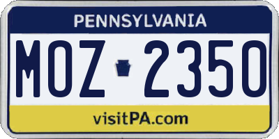 PA license plate MOZ2350