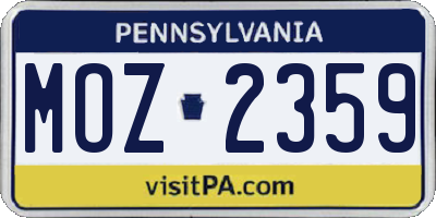 PA license plate MOZ2359