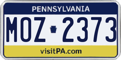 PA license plate MOZ2373