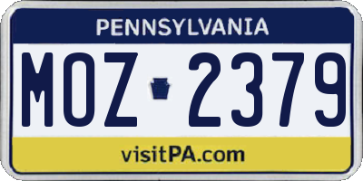 PA license plate MOZ2379