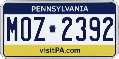 PA license plate MOZ2392