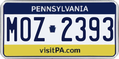 PA license plate MOZ2393
