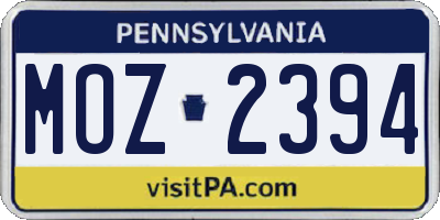 PA license plate MOZ2394