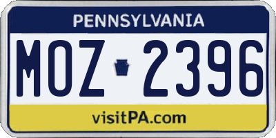 PA license plate MOZ2396