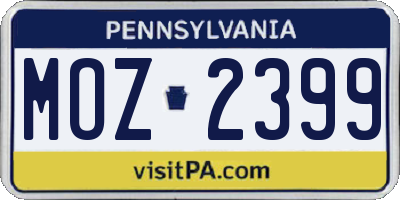 PA license plate MOZ2399