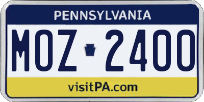 PA license plate MOZ2400