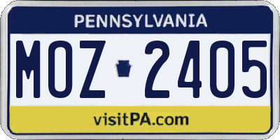 PA license plate MOZ2405