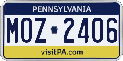 PA license plate MOZ2406