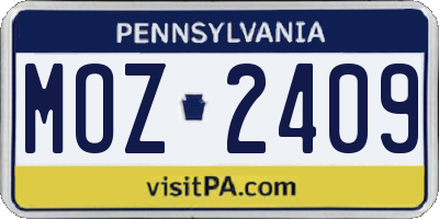 PA license plate MOZ2409