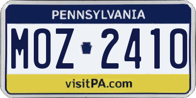 PA license plate MOZ2410