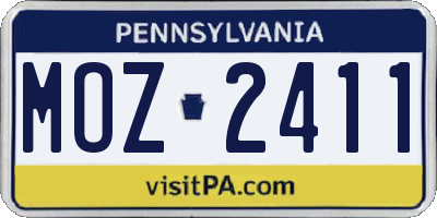 PA license plate MOZ2411